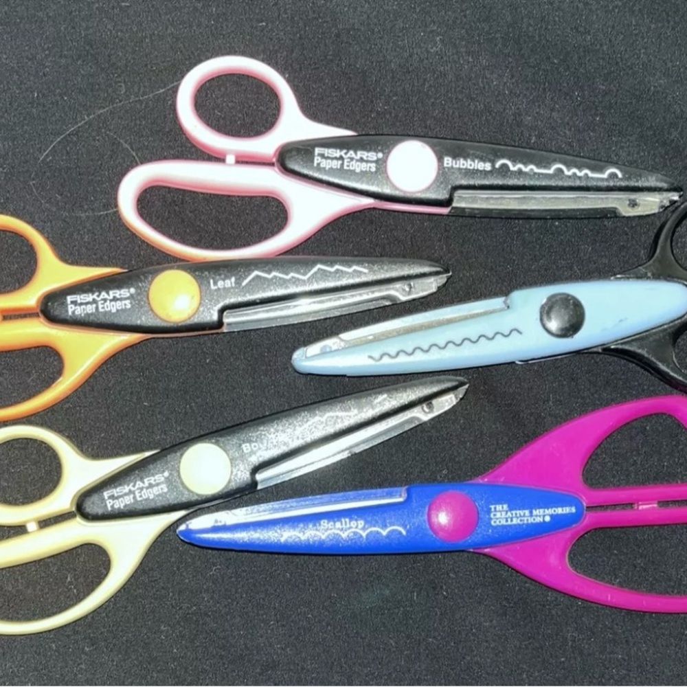 LOT of 5 Fiskars CM Decorative Craft Scrapbooking Scissors